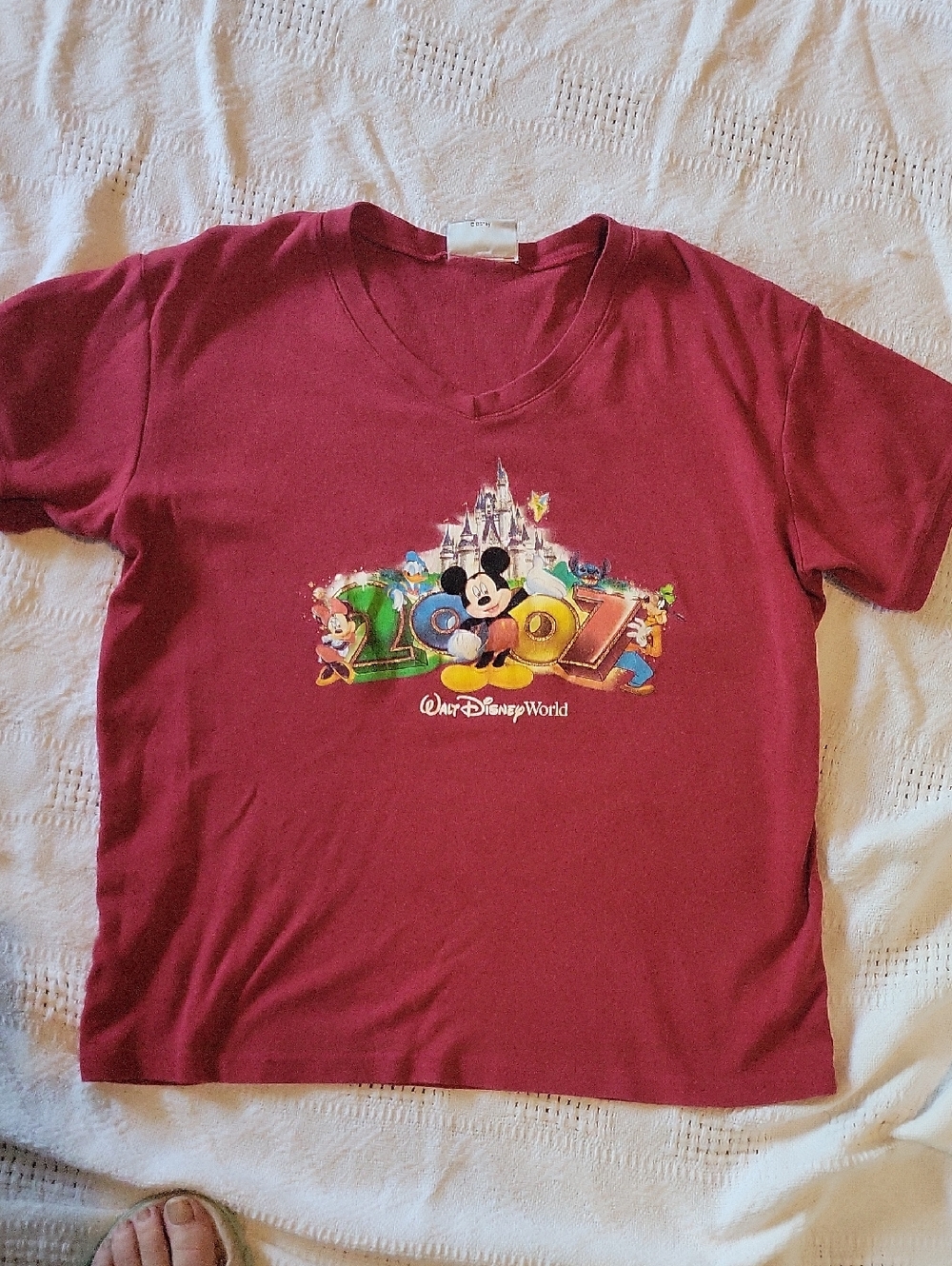 Disney Maroon Short Sleeve Tee with 2007 Mickey Graphic